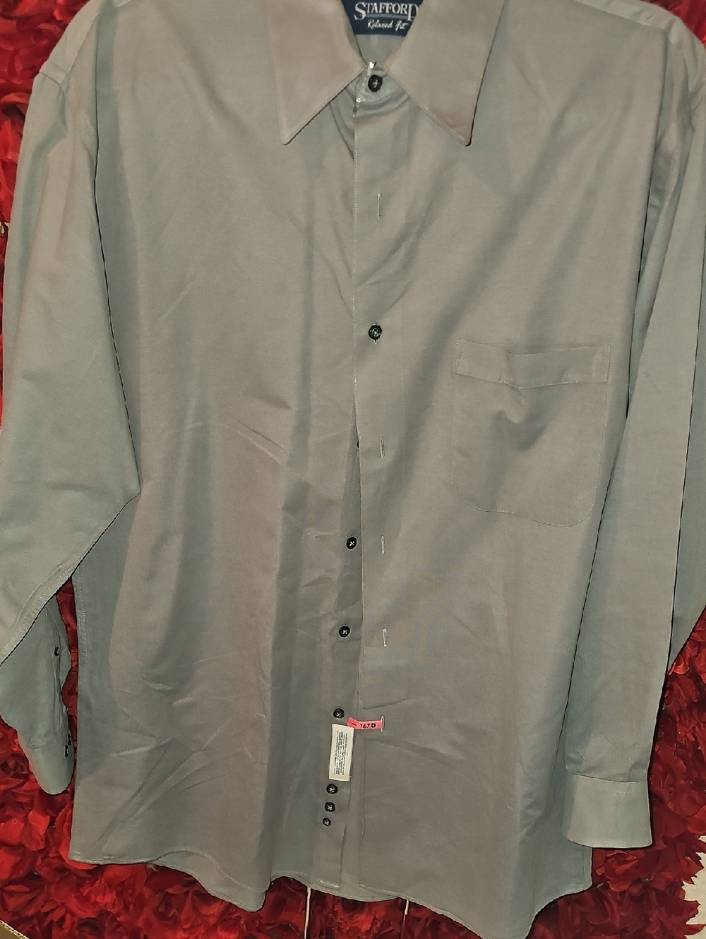 Stafford Men's Super Soft Long Sleeve Dress Shirt - Lt. Gray Size 15½ 32-33
